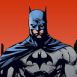 Buste de Batman sur fond orangé